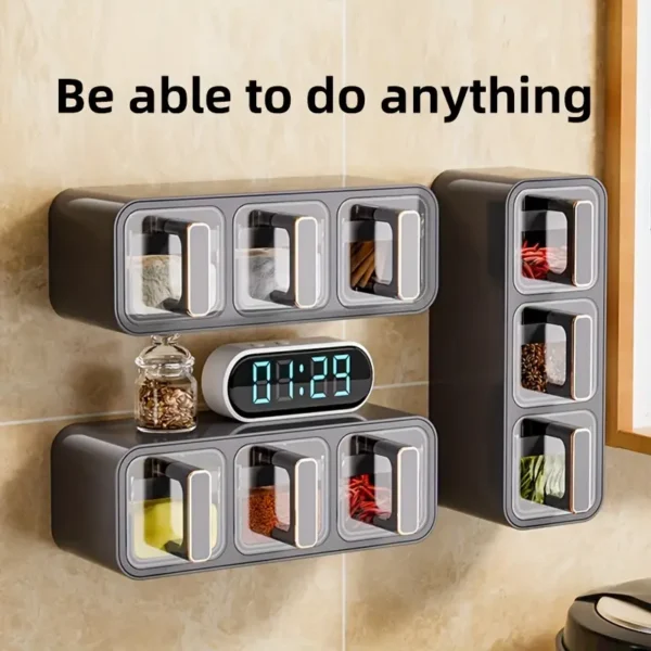 Set, Spice Jars, Wall Mounted Seasoning Containers